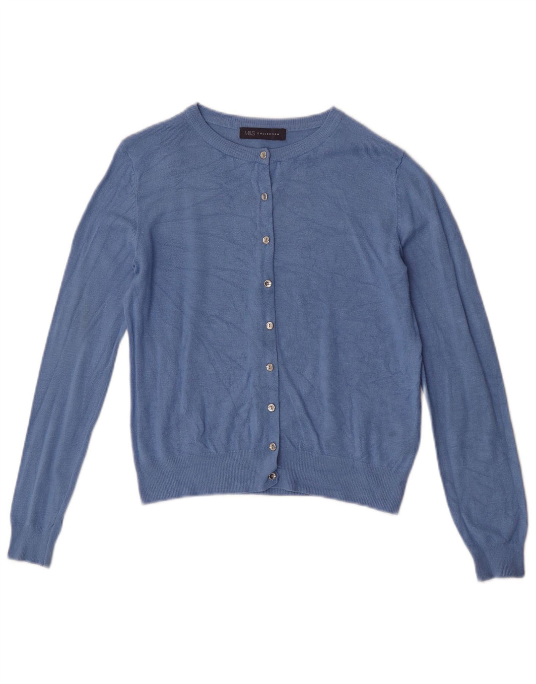 Marks & Spencer Womens Crop Cardigan Sweater UK 10 Small Blue Viscose