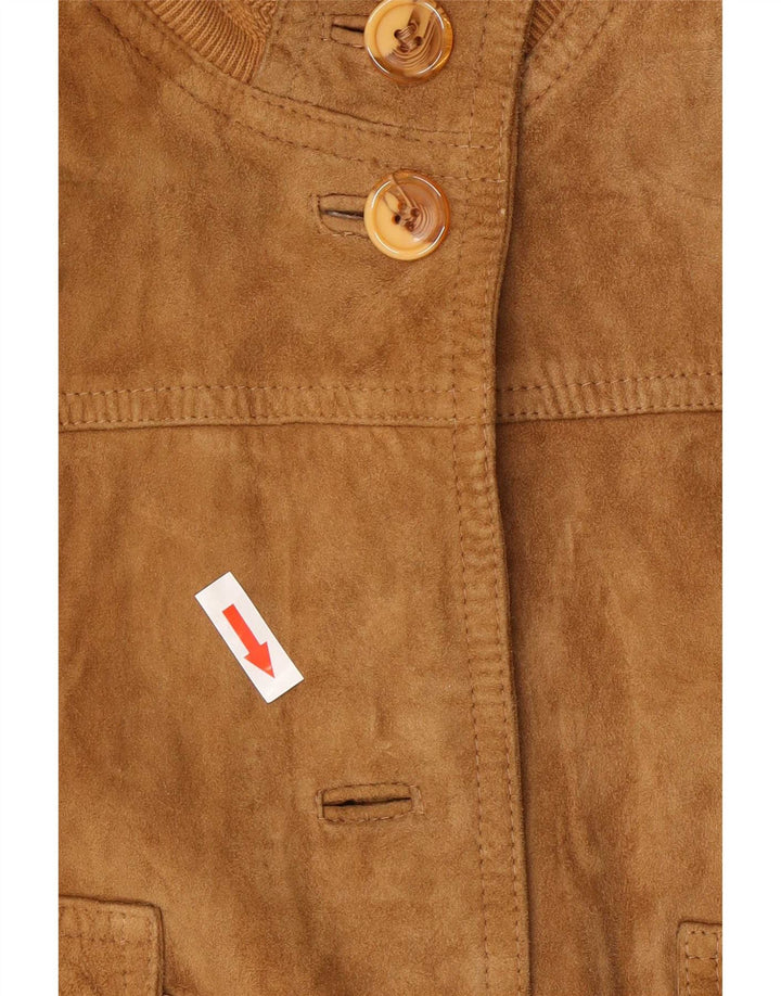 Vintage mujer ante bomber chaqueta IT 44 cuero beige medio