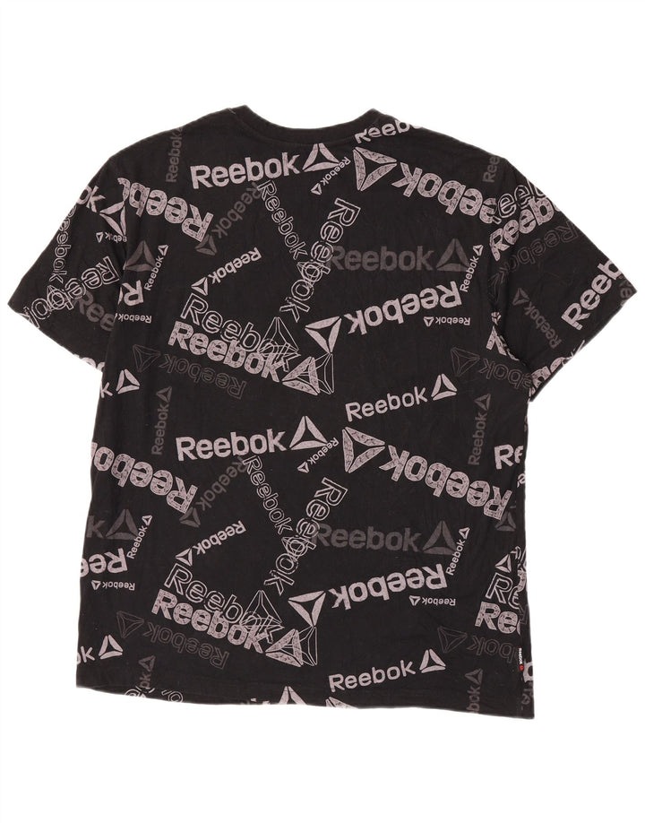 Reebok Mens Graphic T-Shirt Top Large Black Cotton