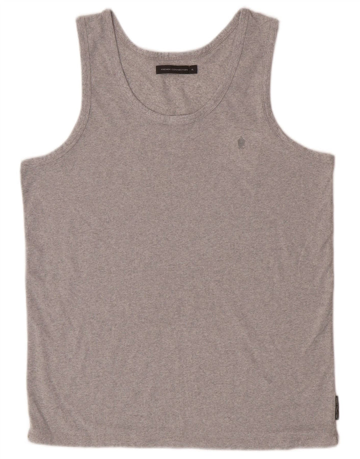 French Connection Herren-Weste-Top XL aus grauem Polyester
