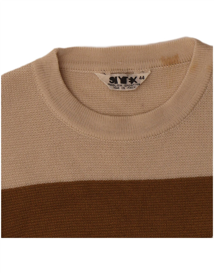Vintage Womens Boat Neck Jumper Sweater IT 44 Medium Beige Striped