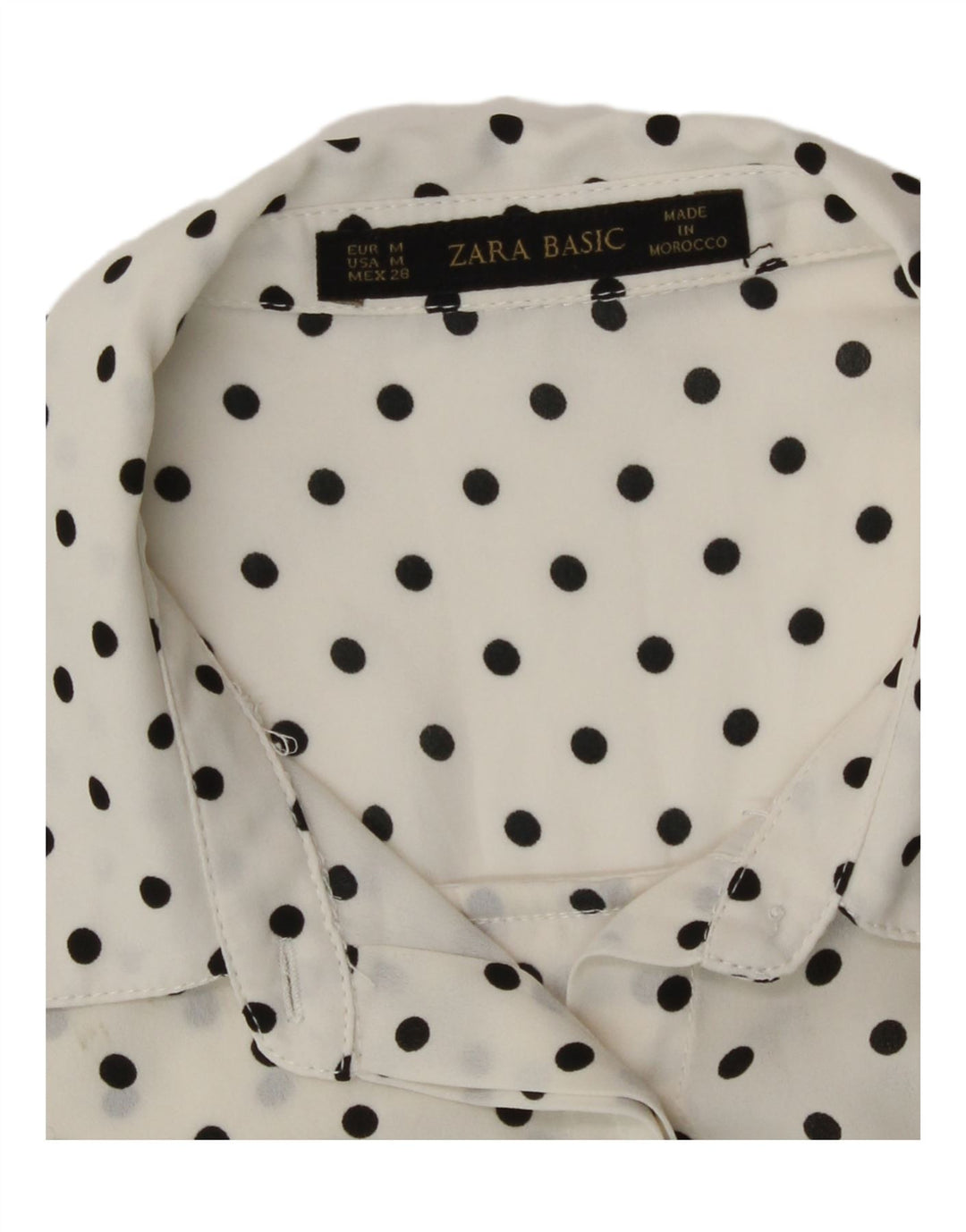 Zara Womens See Through Shirt UK 14 Medium White Polka Dot