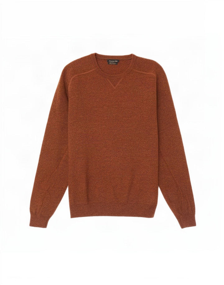 Massimo Dutti férfi nyakú pulóver közepes barna gyapjú