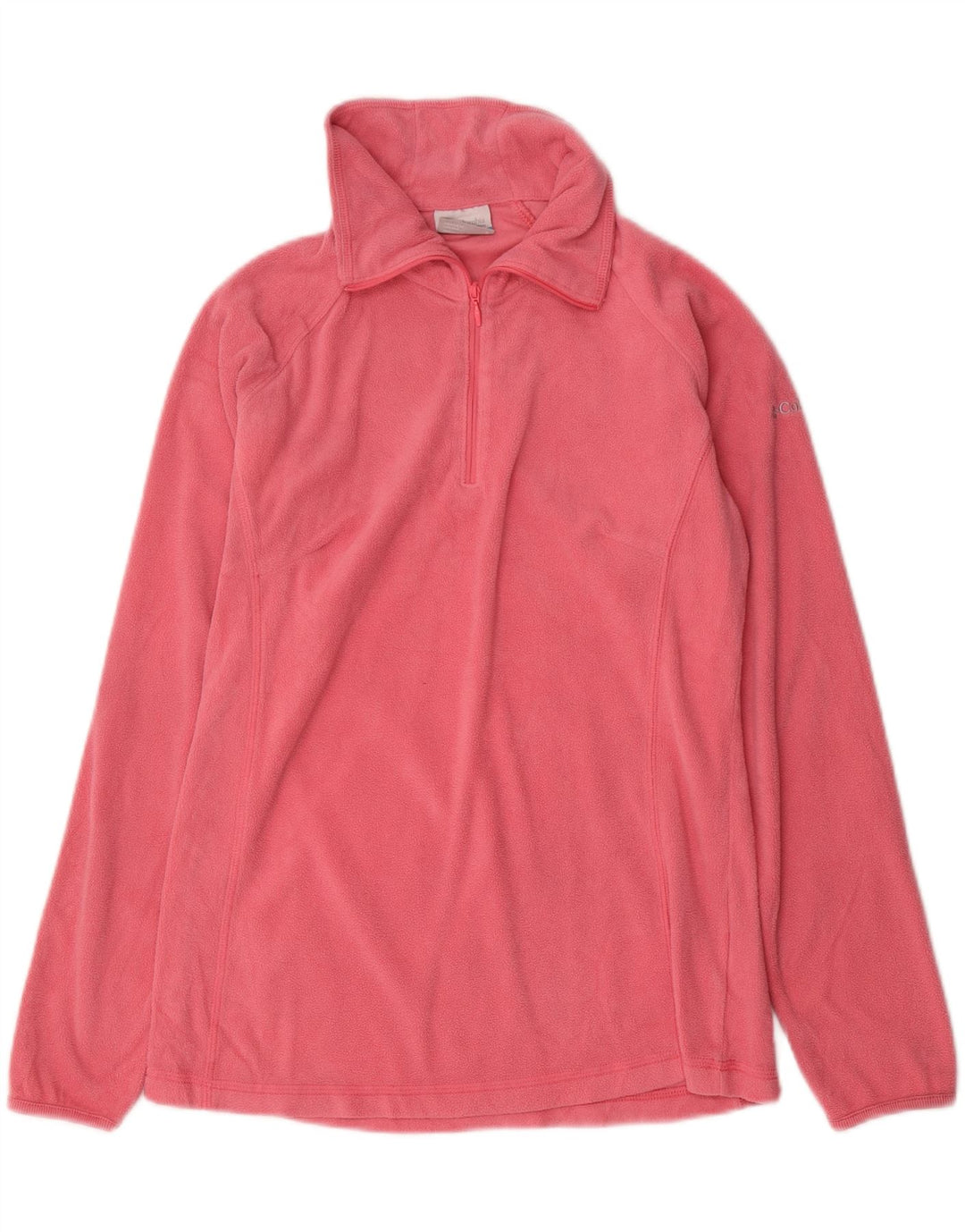 COLUMBIA Womens Zip Neck Fleece Jumper UK 12 Medium Pink Polyester