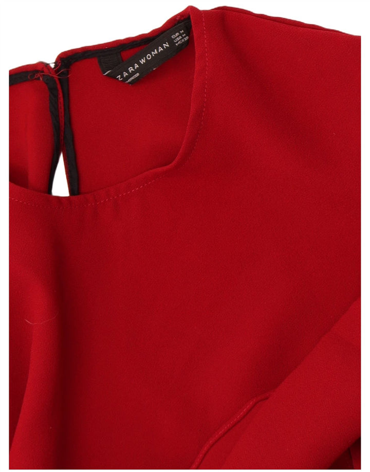 Zara Womens Long Sleeve Blouse Top UK 12 Medium Red
