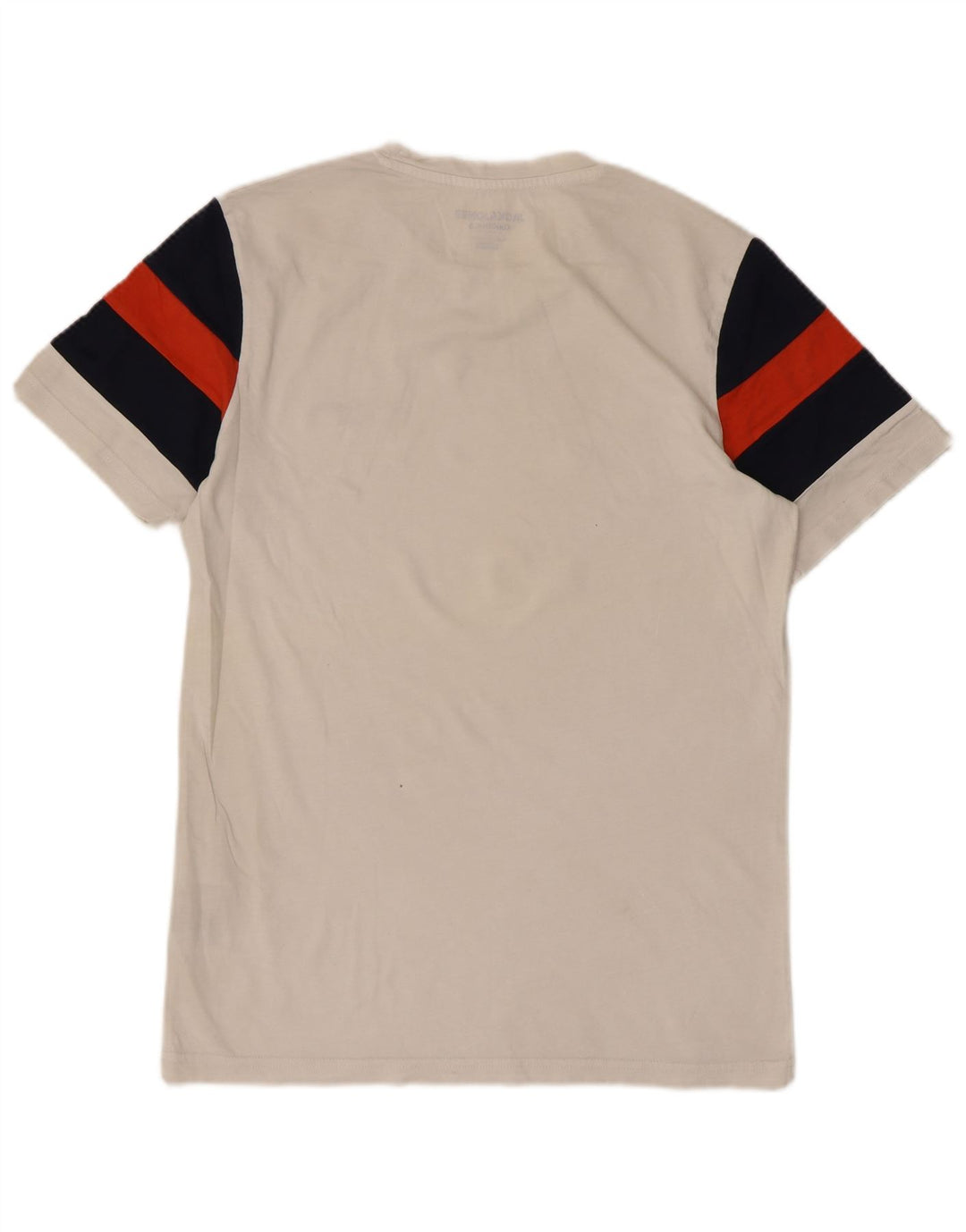 Jack & Jones Mens T-Shirt Top Small White Colourblock Cotton