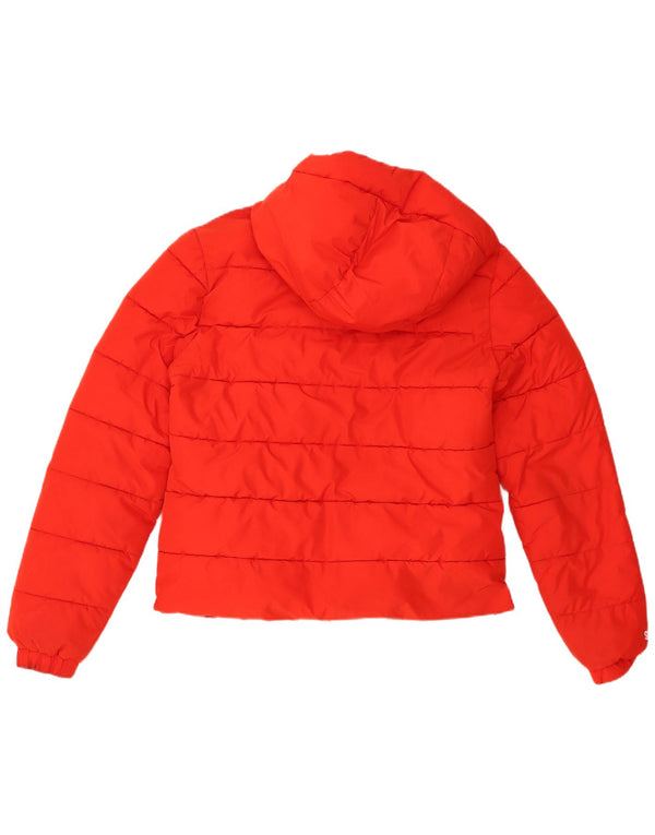 Giacca imbottita con cappuccio da donna Superdry UK 12 medio rosso poliestere