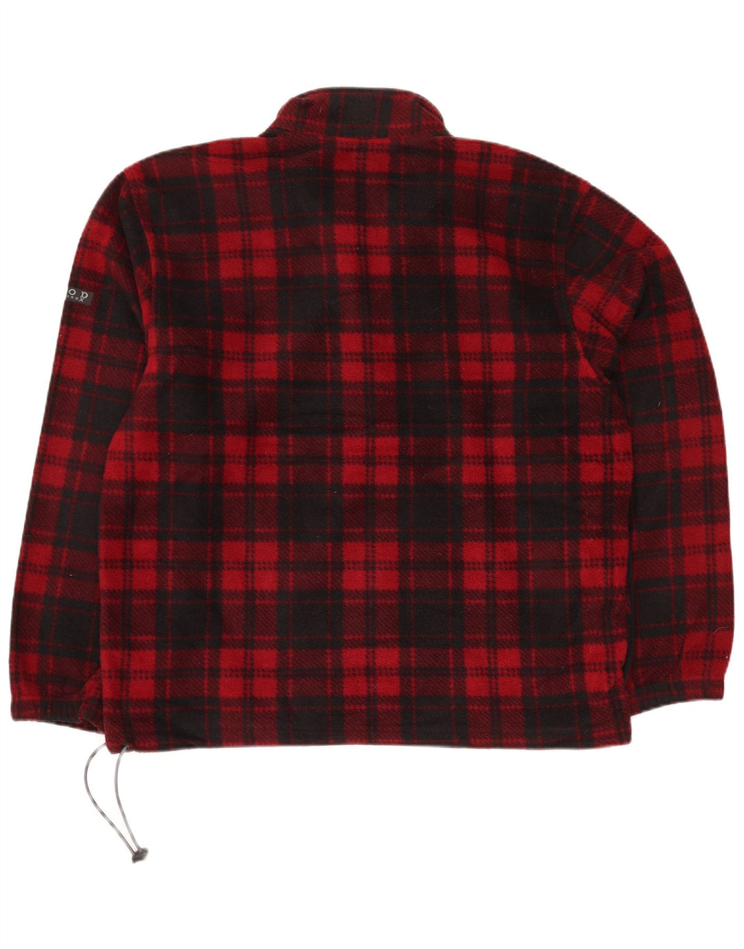 Izod Mens Zip Neck Fleece Jumper Large Red Plaid Polyester