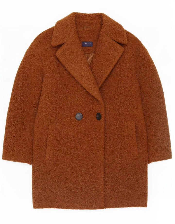 Marks & Spencer Womens Oversized Faux Fur Overcoat UK 14 Large Brown