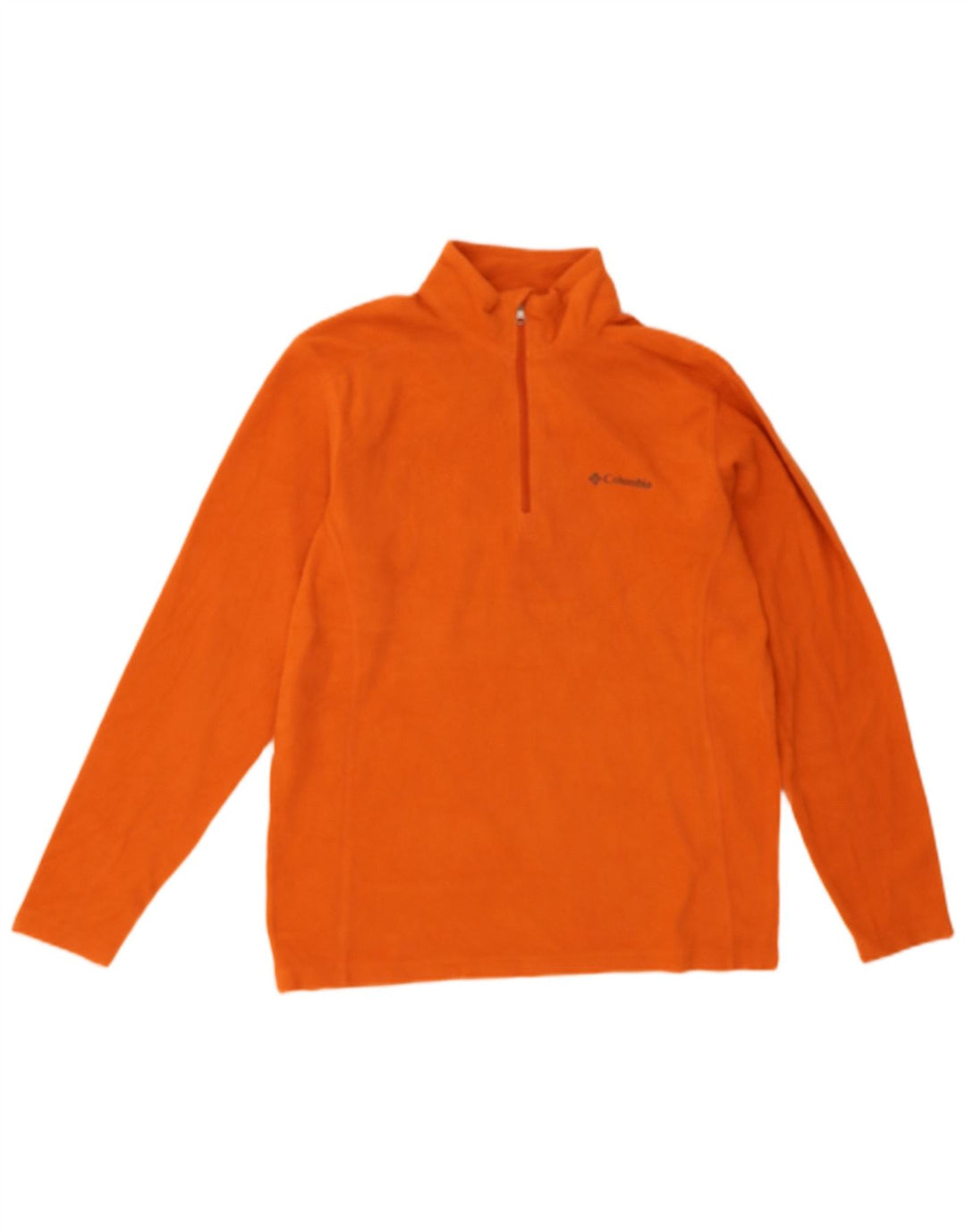 COLUMBIA Mens Zip Neck Fleece Jumper Small Orange Polyester