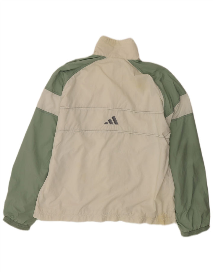 Adidas Womens Tracksuit Top Jacket UK 16 Large White Colourblock Polyamide