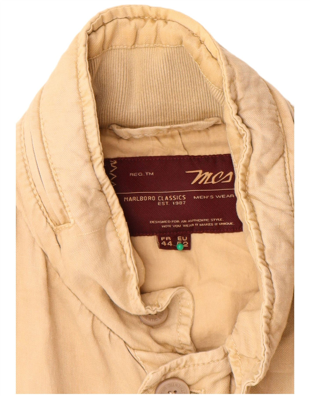 Marlboro Classics Mens Military Jacket EU 52 XL Beige Cotton