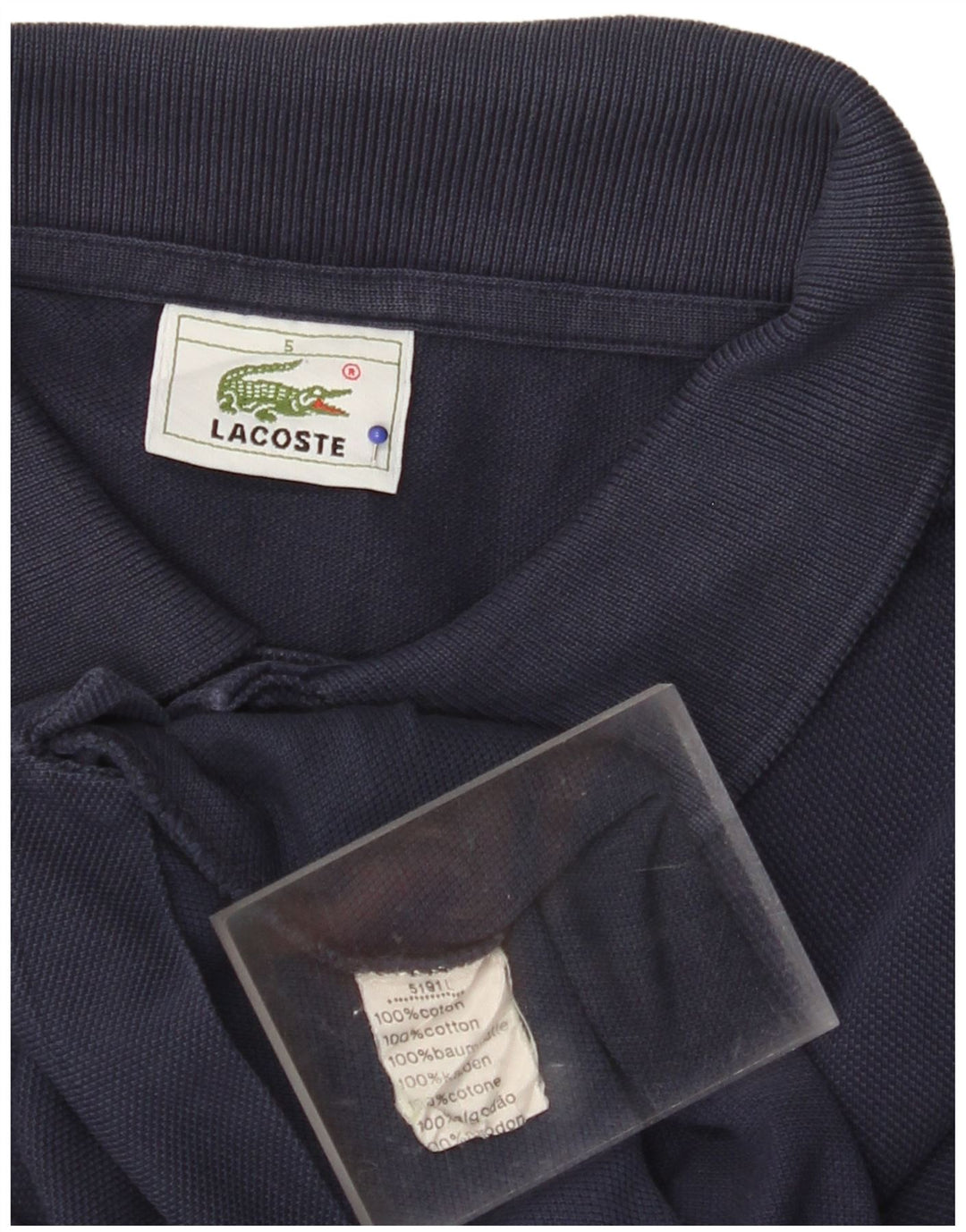 LACOSTE Mens Polo Shirt Size 5 Large Navy Blue Cotton