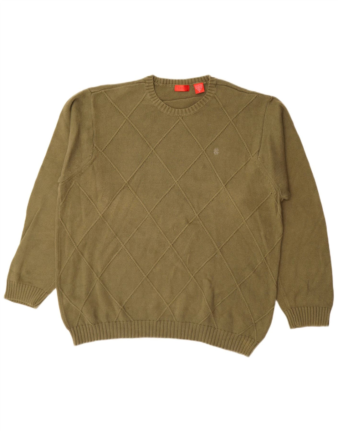 Izod Mens Crew Neck Jumper Sweater XL Khaki Cotton