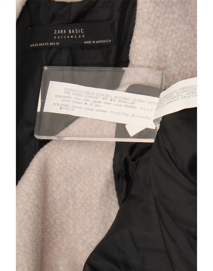 ZARA Womens Oversized Overcoat UK 6 XS Grey Cotton