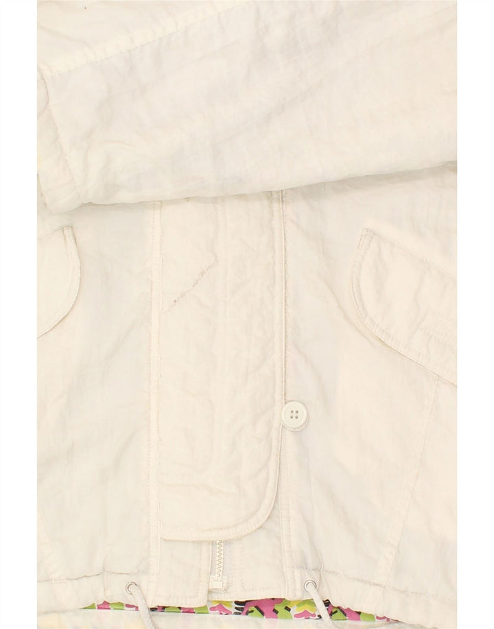 Giacca a vento con cappuccio da donna VINTAGE UK 14 poliammide bianco medio