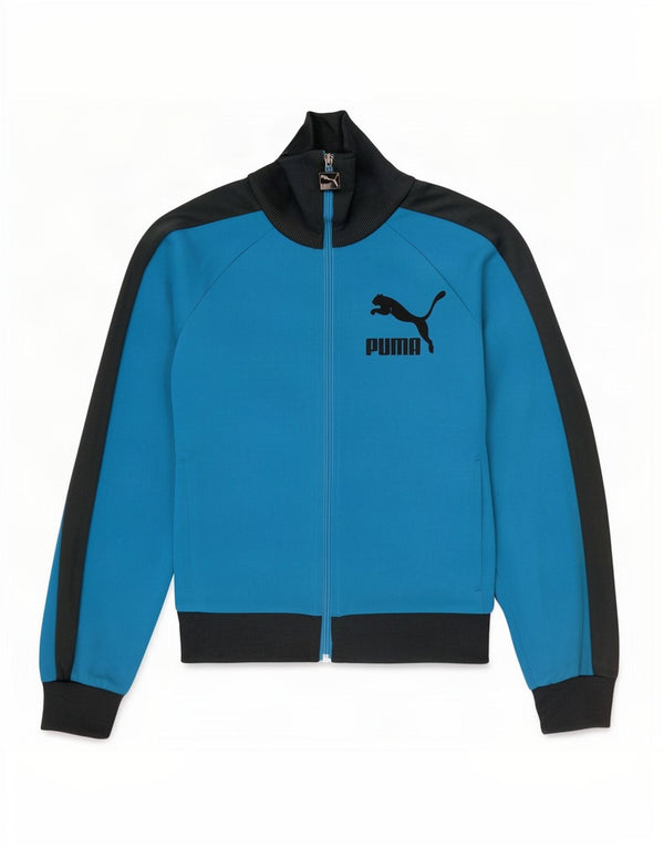 Puma Mens Graphic Tracksuit Top Jacket Small Blue Colourblock Polyester