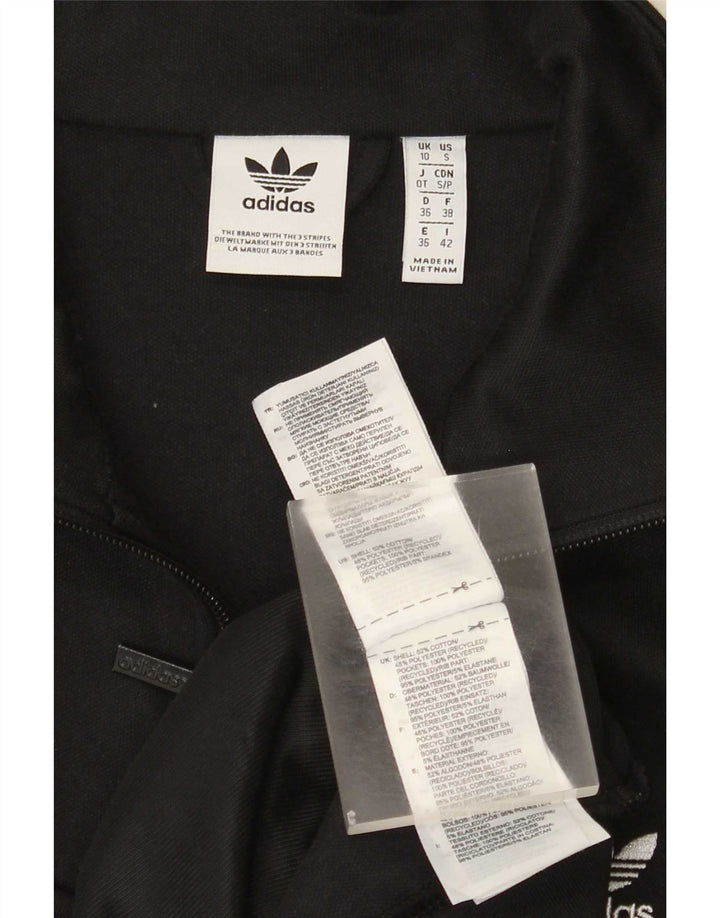 Adidas Womens Tracksuit Top Jacket UK 10 Small Black Cotton