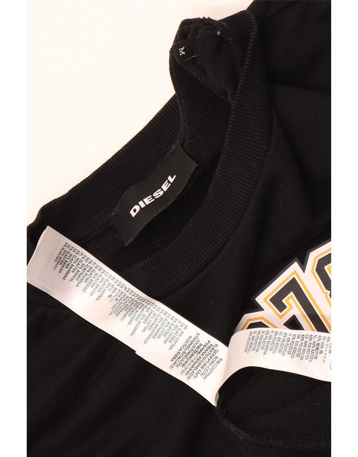 Diesel Mens Graphic Sweatshirt Jumper Medium Black Cotton