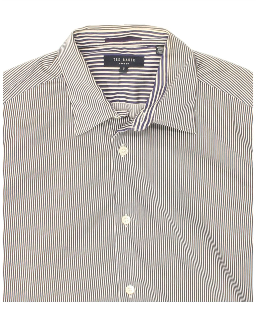TED BAKER Mens Shirt UK 2 Small Navy Blue Striped Cotton Vintage Ted Baker and Second-Hand Ted Baker from Messina Hembry 