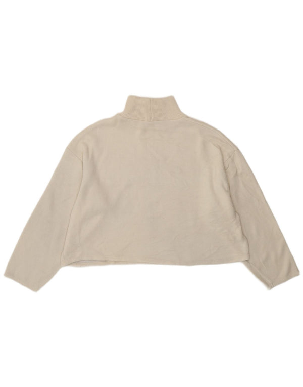 Zara Womens Crop Loose Fit Top Langærmet UK 16 Large White Polyester