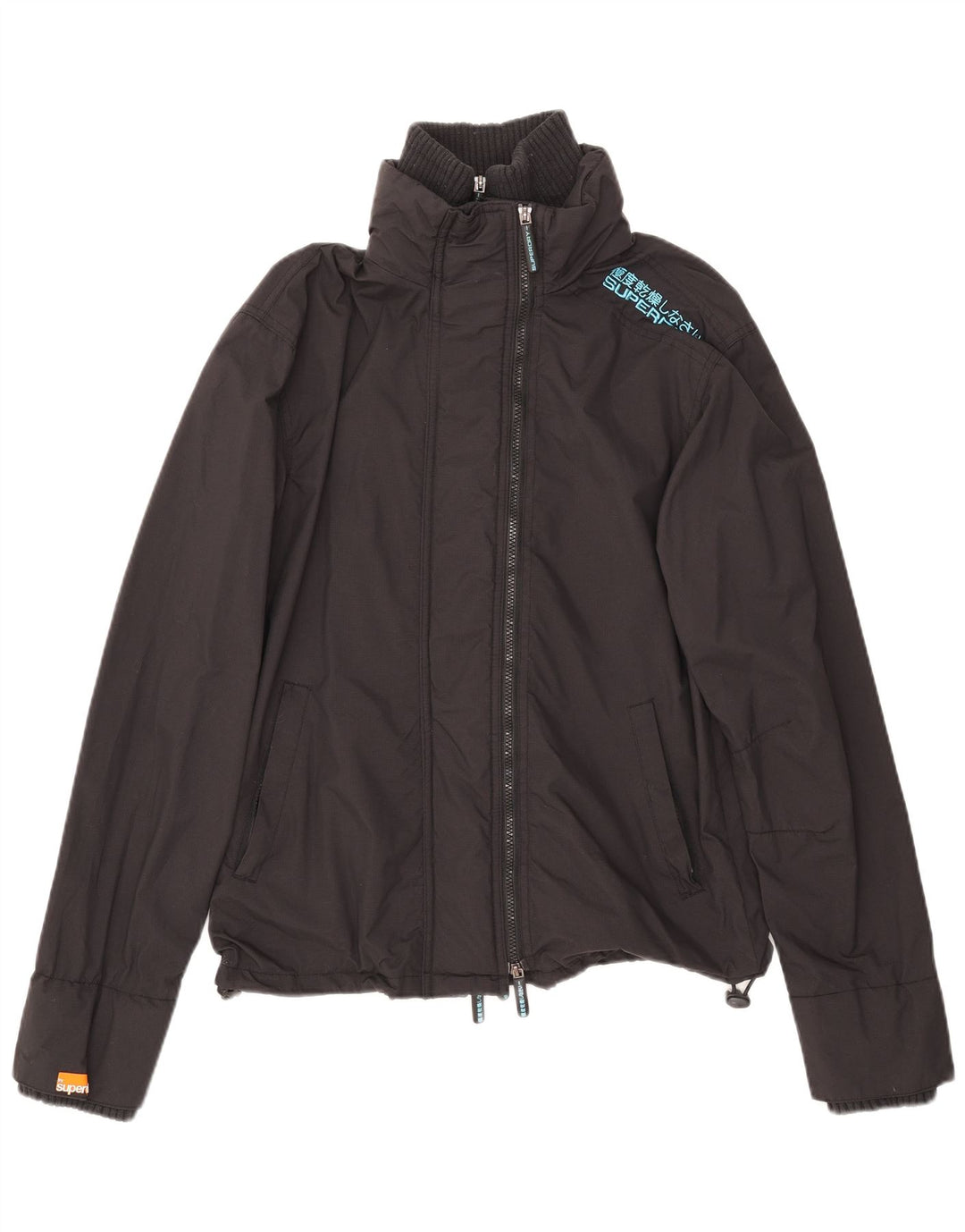 Superdry Mens Rain Jacket UK 40 Large Black Nylon