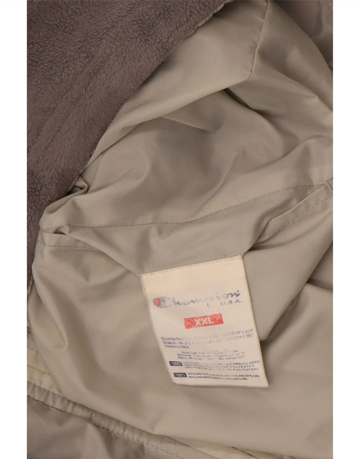 Champion Mens Hooded Reversible Fleece Jacket UK 44 2XL Grey Polyester
