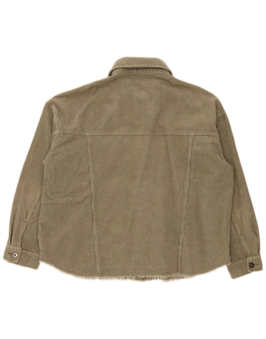 Zara Womens Oversized Corduroy Shirt UK 14 Medium Khaki Cotton