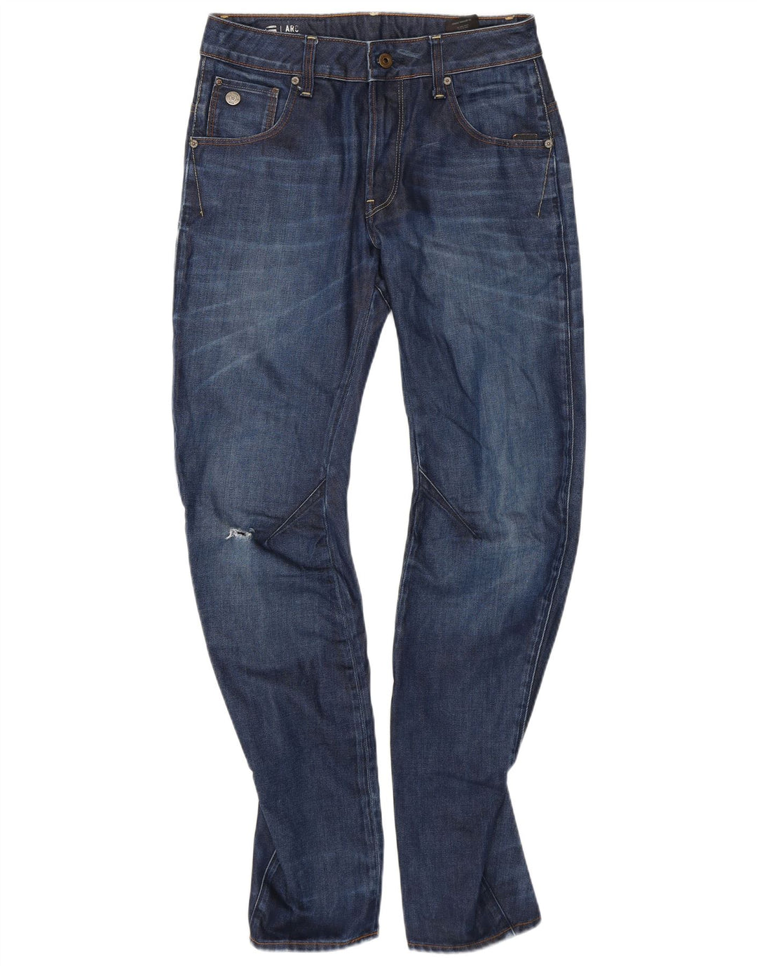 G-Star Mens 3D Arc Distressed Slim Jeans W28 L32 Blue Cotton