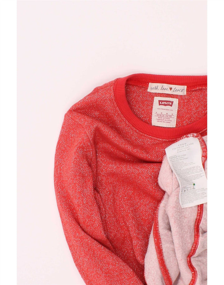 Levi's Girls Sweatshirt Jumper 5-6 Years Medium Red Cotton