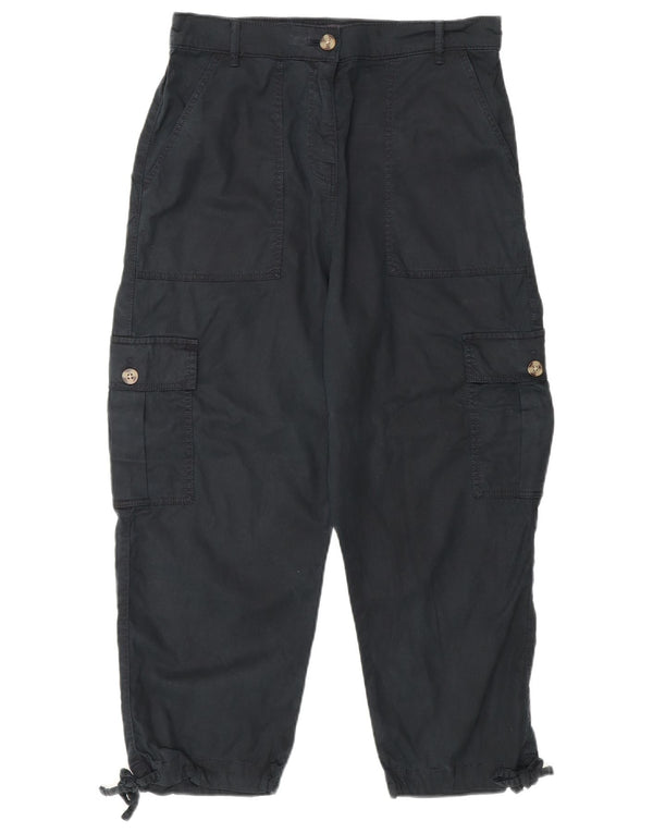 Marks & Spencer Womens Crop Cargo Trousers UK 12 Medium W30 L23 Black