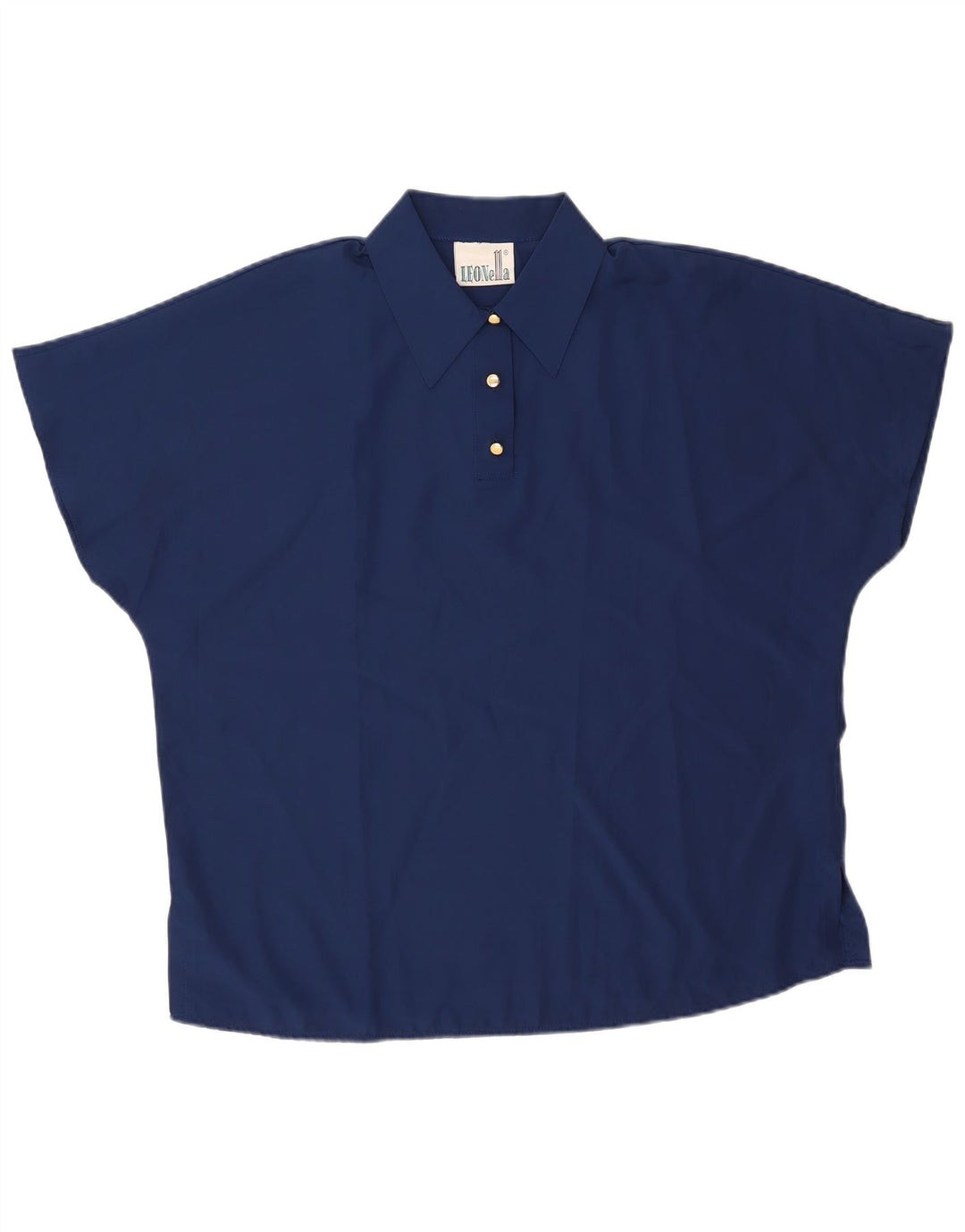 Vintage Womens Oversized Polo Shirt UK 18 XL Navy Blue Polyester