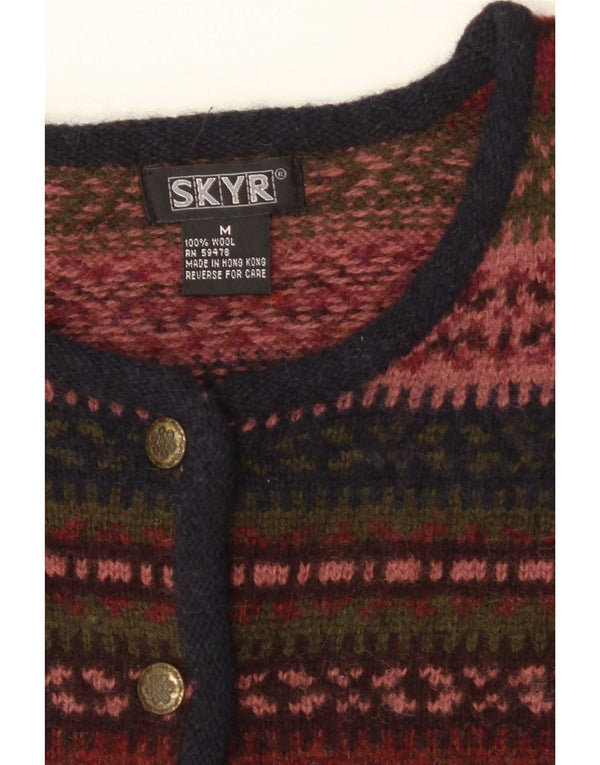 Vintage Womens Cardigan Sweater UK 14 Medium Multicoloured Fair Isle Wool