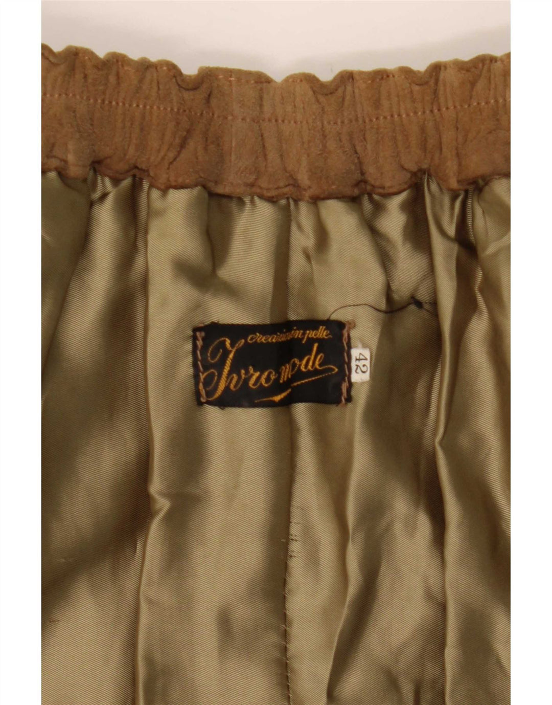 Vintage Womens Suede Wrap Skirt IT 42 Medium W27 Beige Leather