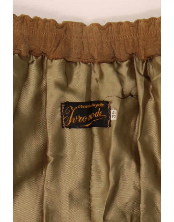 Vintage Womens Suede Wrap Skirt IT 42 Medium W27 Beige Leather