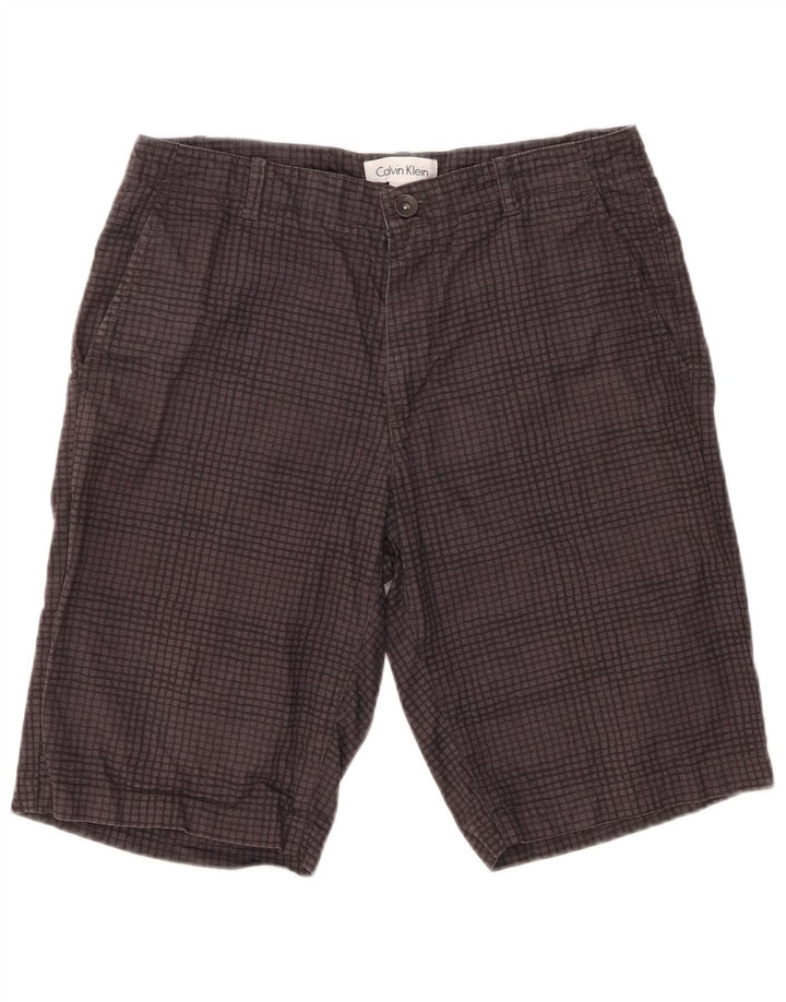 CALVIN KLEIN Mens Chino Shorts W30 Medium  Grey Check Cotton