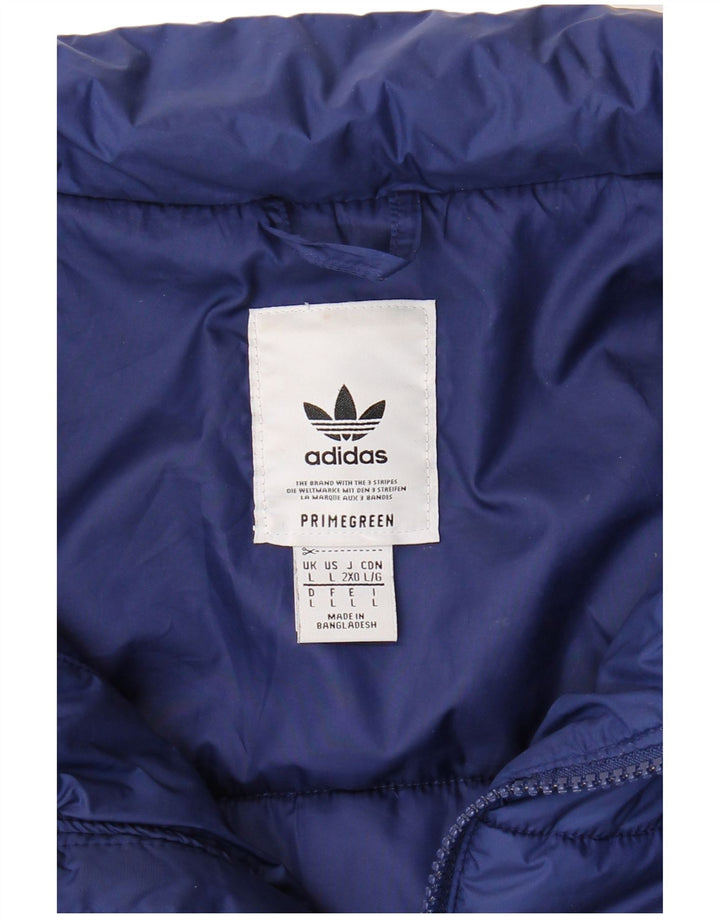 ADIDAS Mens Primegreen Padded Jacket UK 40 Large Navy Blue Polyester