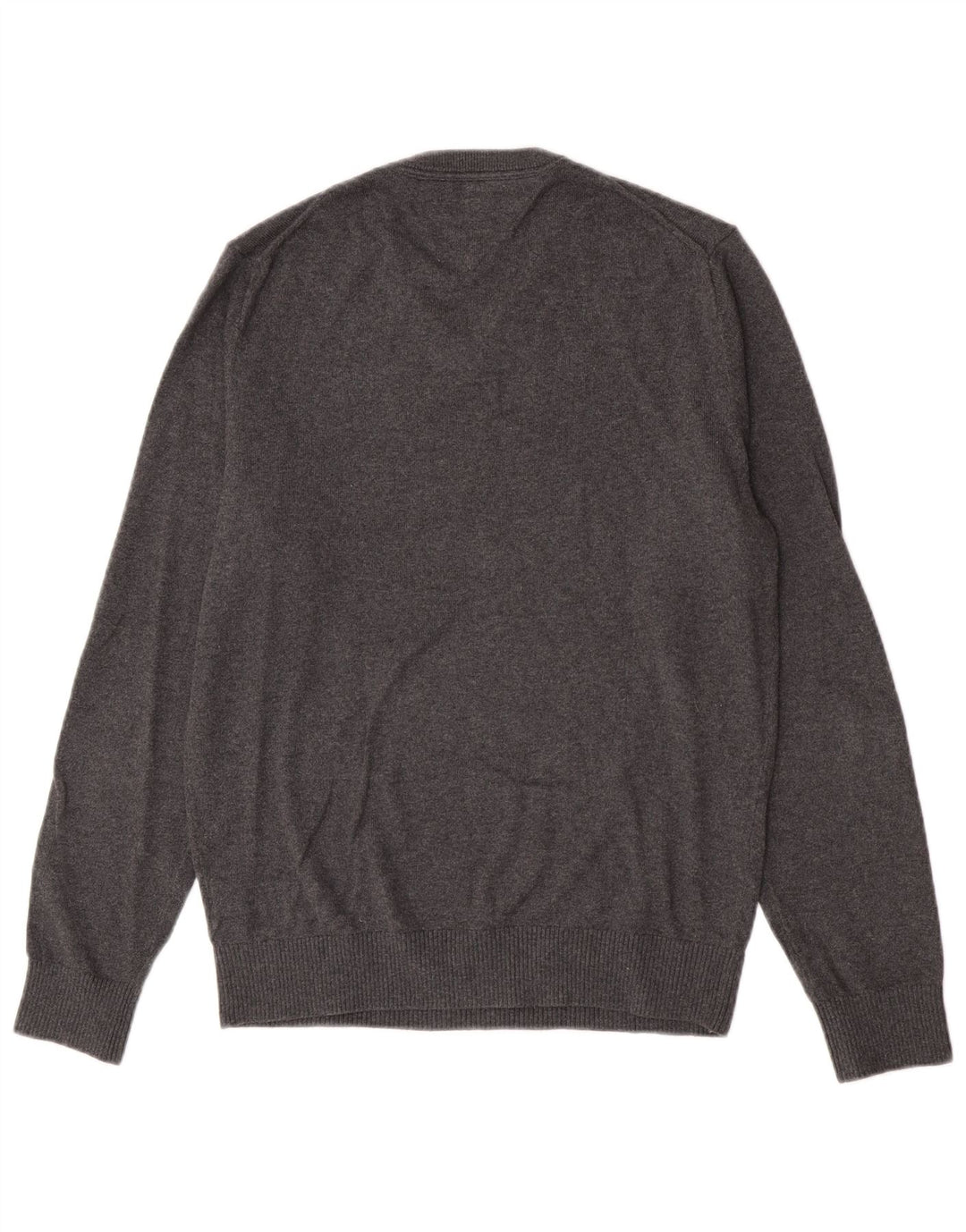 Tommy Hilfiger Mens V-Neck Jumper Sweater Small Grey Cotton