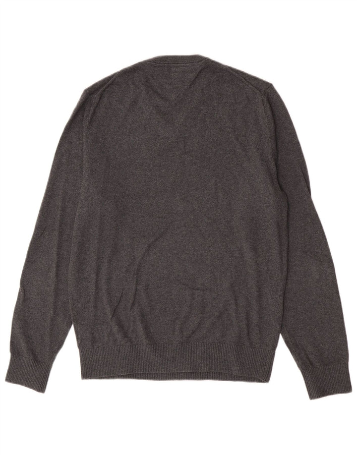 Tommy Hilfiger Mens V-Neck Jumper Sweater Small Grey Cotton