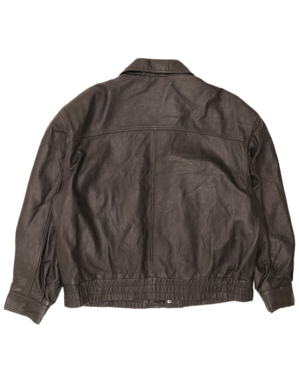 Vintage Mens Leather Jacket IT 50 Large Black Leather