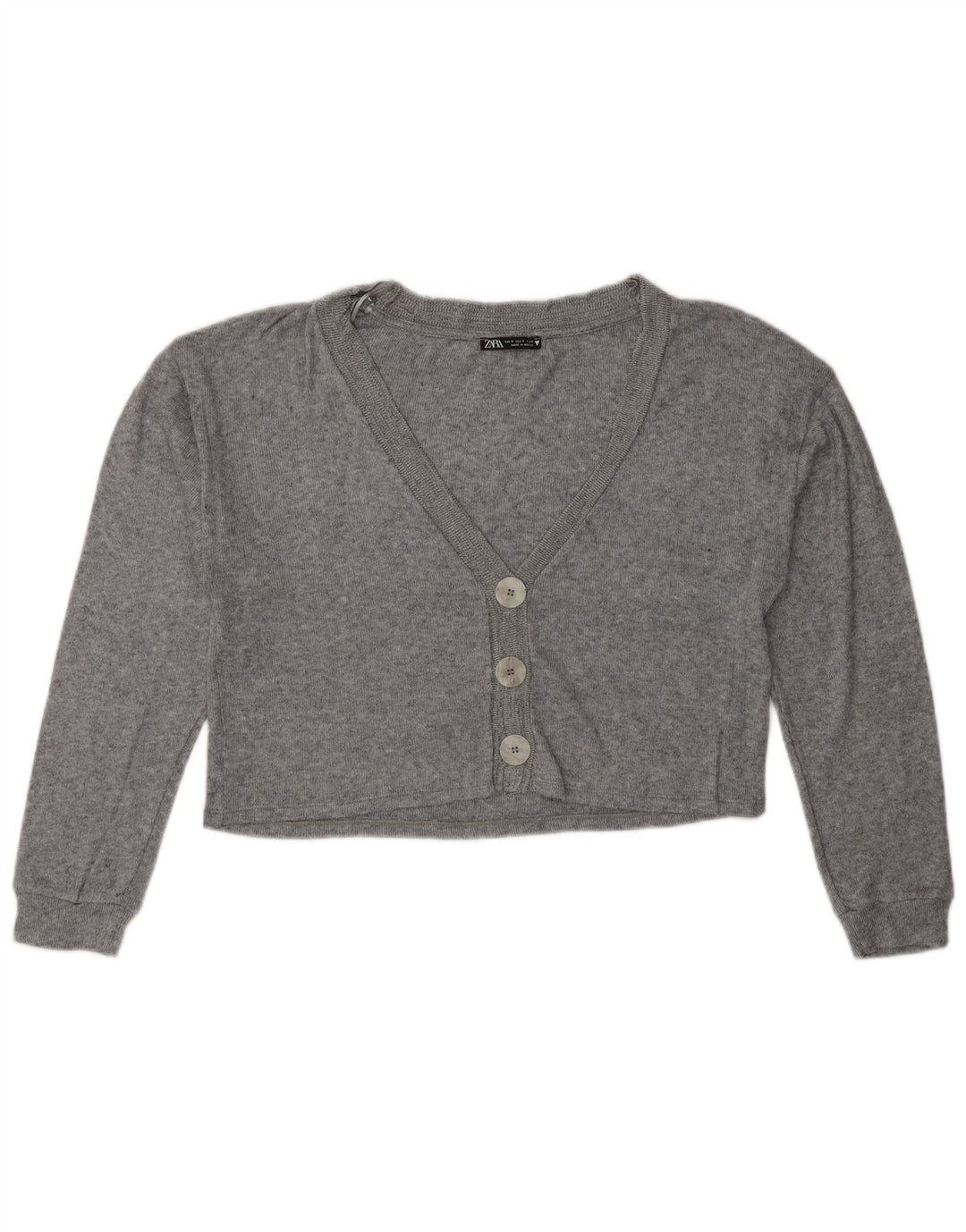 Zara Womens Crop Oversized Cardigan Sweater UK 10 Small Grey