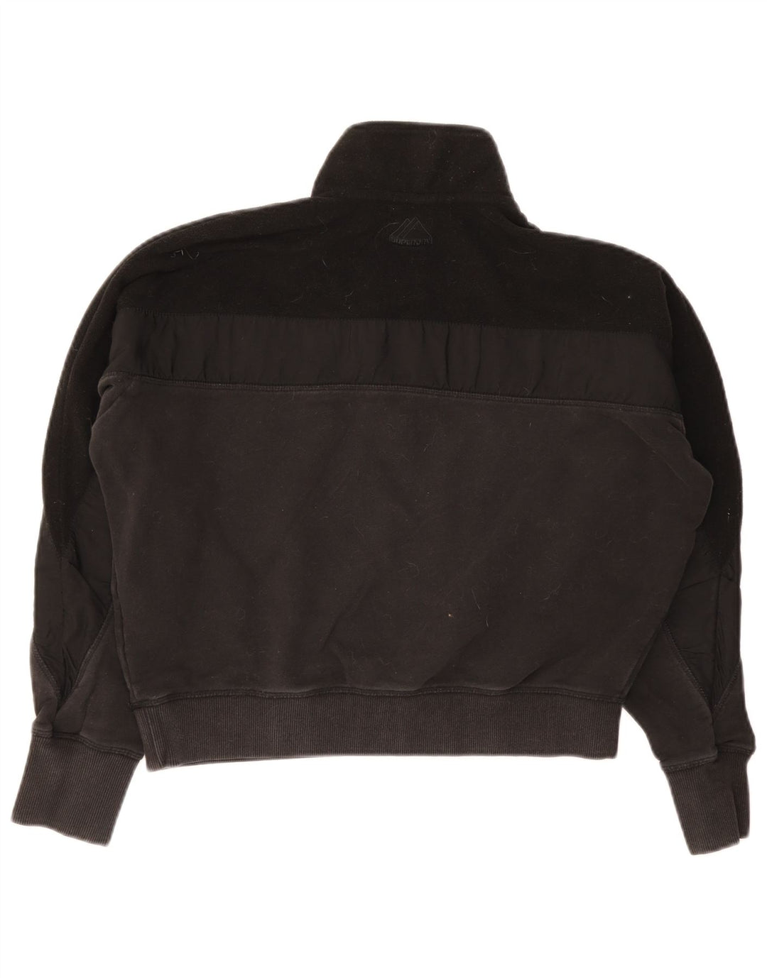 Superdry Womens Oversized Crop Sweatshirt Jumper UK 12 Medium Black
