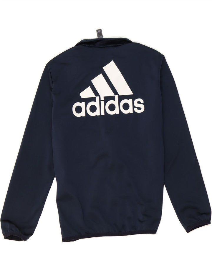 ADIDAS Boys Graphic Tracksuit Top Jacket 9-10 Years Navy Blue Polyester Vintage Adidas and Second-Hand Adidas from Messina Hembry 