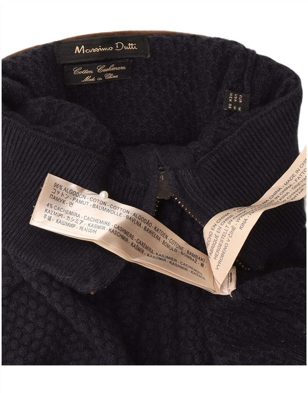 Maglione cardigan da uomo Massimo Dutti in cotone blu navy medio
