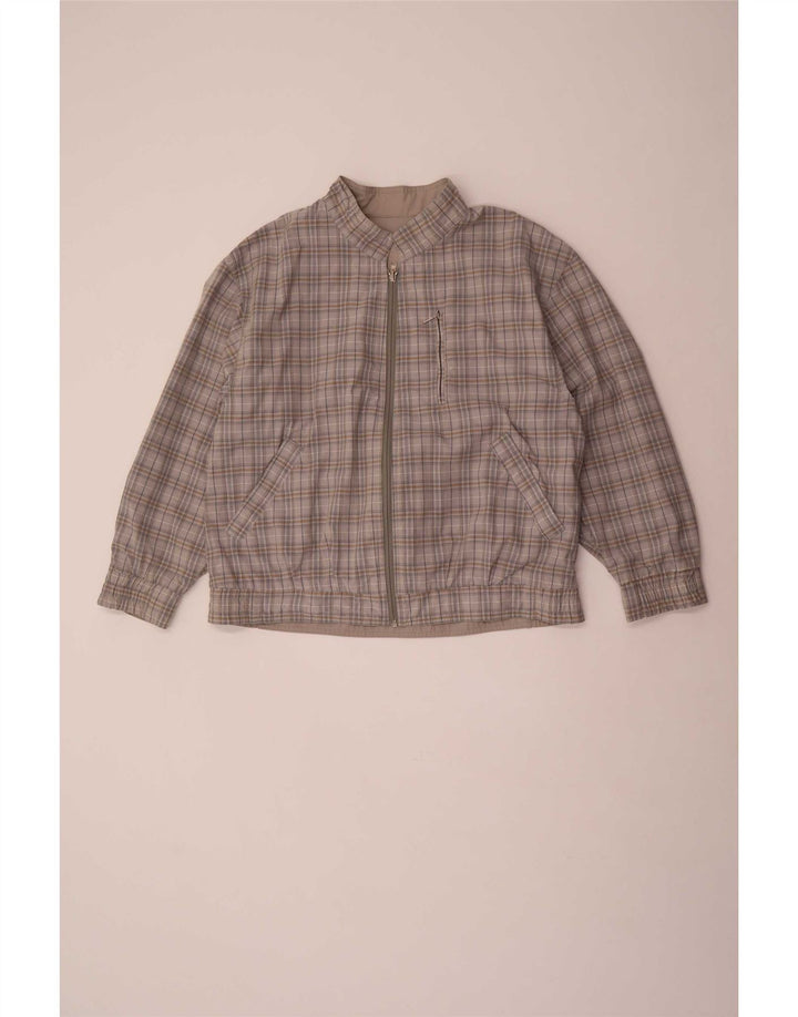 Vintage hombres chaqueta reversible Reino Unido 40 poliéster gris grande