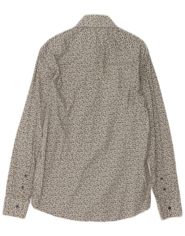 Reiss Mens Shirt Medium White Floral Cotton