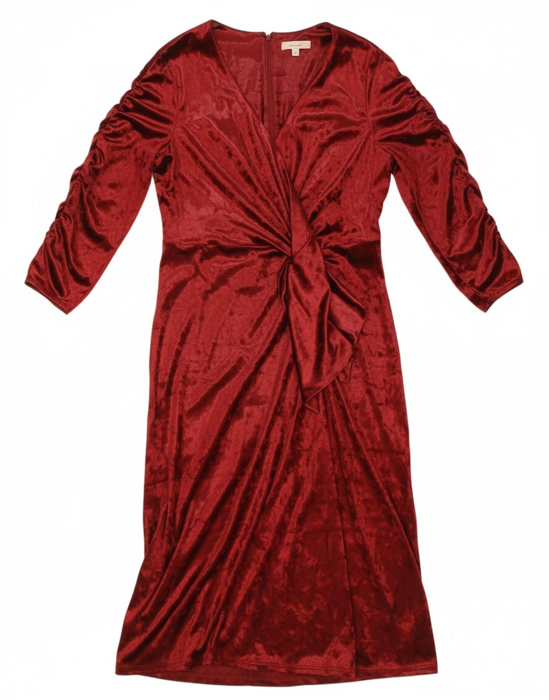 MARKS & SPENCER Womens 3/4 Sleeve Wrap Dress UK 14 Large Red Polyester
