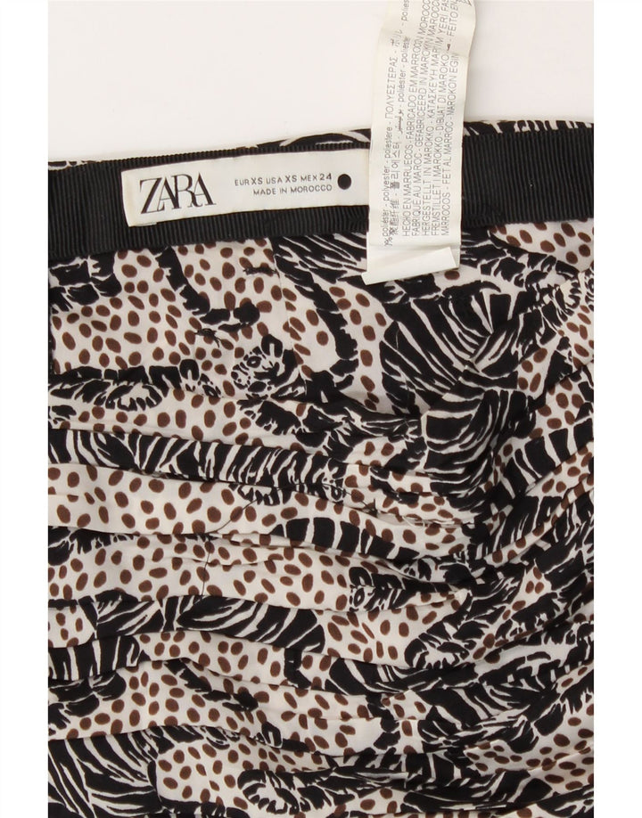 Zara Womens Mini Skirt XS W24  Black Animal Print Polyester