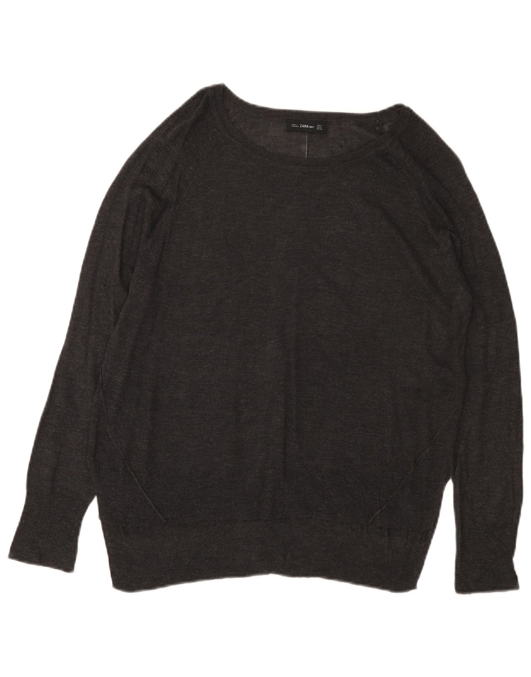ZARA Womens Boat Neck Jumper Sweater UK 14 Medium Grey Viscose