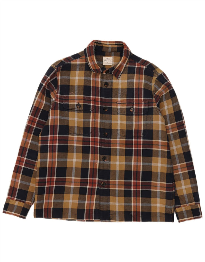 Marks & Spencer Herre Relaxed Fit Flanellskjorte Medium Flerfarvet Plaid